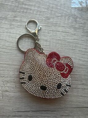 Crystal Hello Kitty Keychain with Red Bow